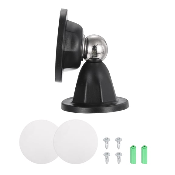 Magnetic Door Stopper, RV Floor Mount Bottom of Door Catch Holder, Adhesive Wall Protector with Screws for Living Room, Bedroom, Travel Trailer (3", Matte Black)