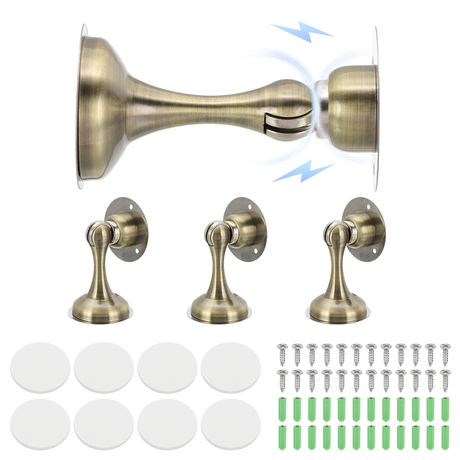 Magnetic Door Stoppers Stainless Steel Door Stops Wall Floor Mounted Doors Holder Bronze, 4 Pack