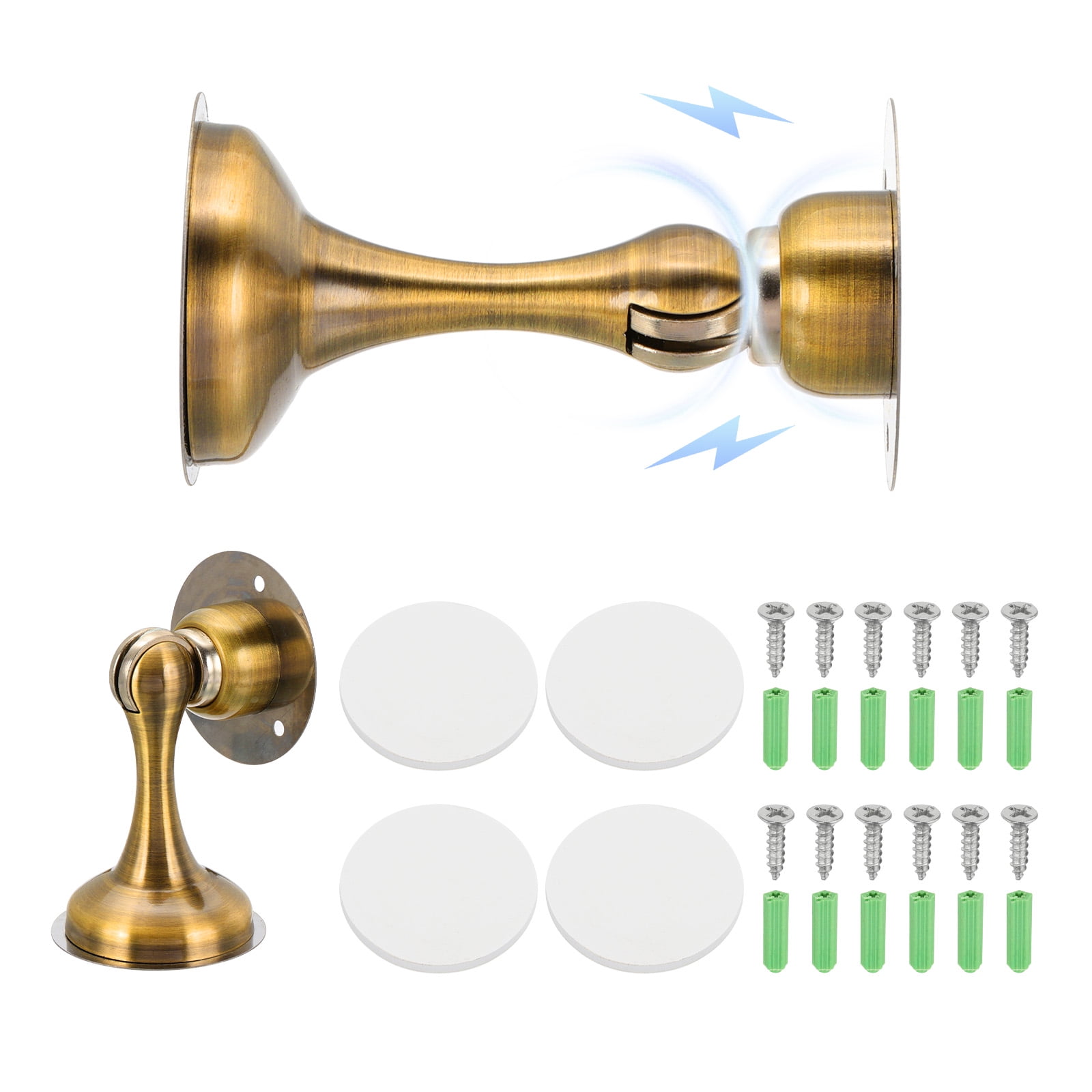 Magnetic Door Stoppers Stainless Steel Door Stops Wall Floor Mounted Doors Holder Golden Bronze, 2 Pack