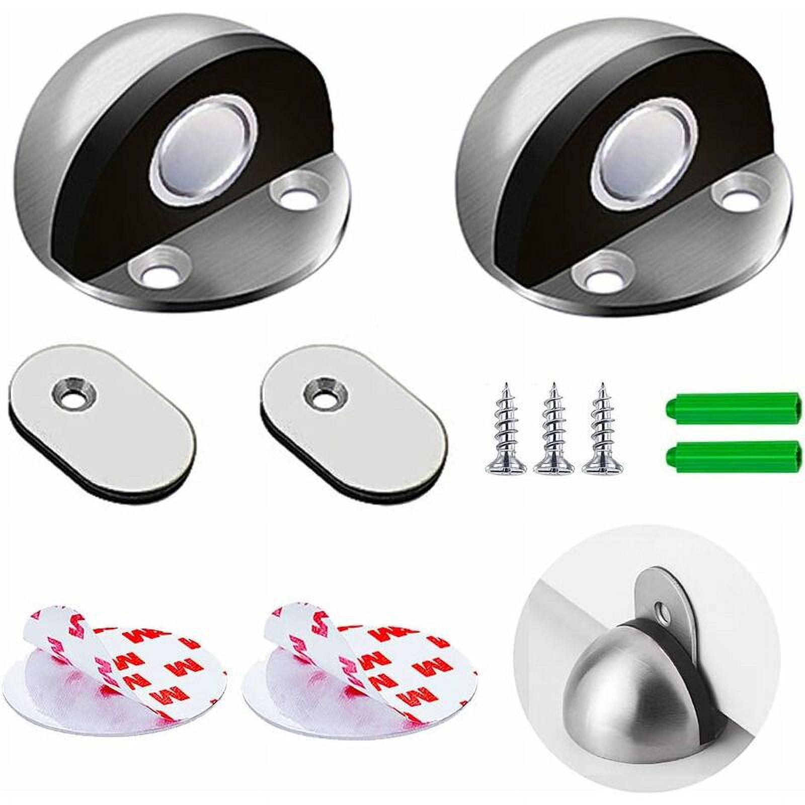 Door Stops Stainless Steel Adhesive Door Stopper with Rubber Bumpers Heavy
