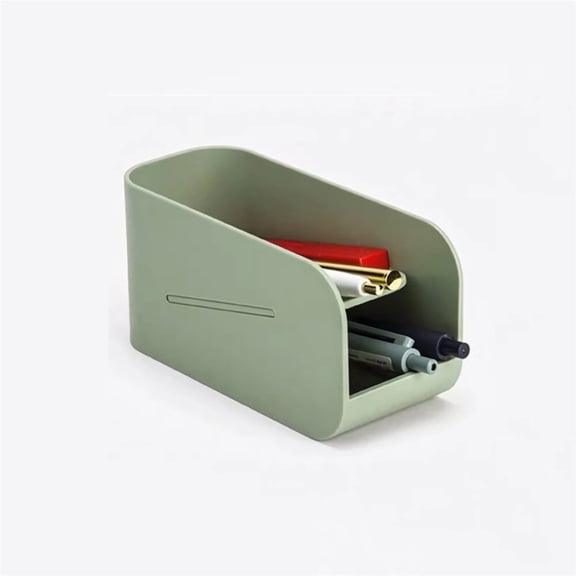 Magnetic Double Layer Pen Holder Desk Organizer, ABS Storage Box for Office & School Supplies, Stackable Desktop Tidy Black,Green