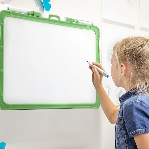 Magnetic Double Sided Whiteboard | Reusable Erasable Message Board for Writing Drawing Notes | 14" x 10" | Plastic | Hanging Rope | Easy Clean Surface | Includes Marker | Home Office Refrigerator