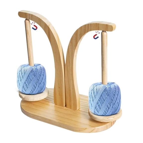Magnetic Double Yarn Holder Wooden Sewing Yarn Spinner Magnetic Thread Spool Wool Ball Winder ,Efficiently Make Yarn Cake