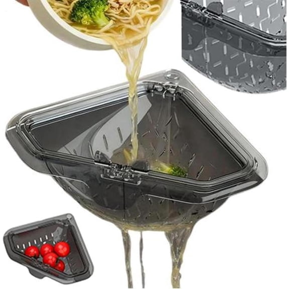 Magnetic Drainage & Filter Basket, Triangular Corner Sink Strainer, Magnetic Suction Space-Saving Corner Sink Strainer, Filter Organizer Rack, For Kitchen Bathroom Food Waste Prevent Clog
