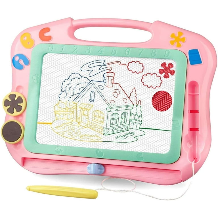 Magnetic Drawing Board - 4 Colors Magna Doodle Pad with 2 Stamps for ...