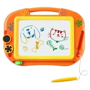 Magnetic Drawing Board Games Toys for Kids- Erasable Colorful Magna Doodle Sketch Tablet Education Writing Pad - Gift for Little Girls Boys Kids Children Travel Size (Orange)