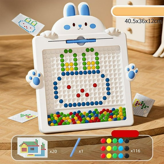 Magnetic Drawing Board For Kids, Montessori Doodle Board With Beads, 20 Pattern Booklets, Educational Travel Toy, Scratch-Resistant Art Pad