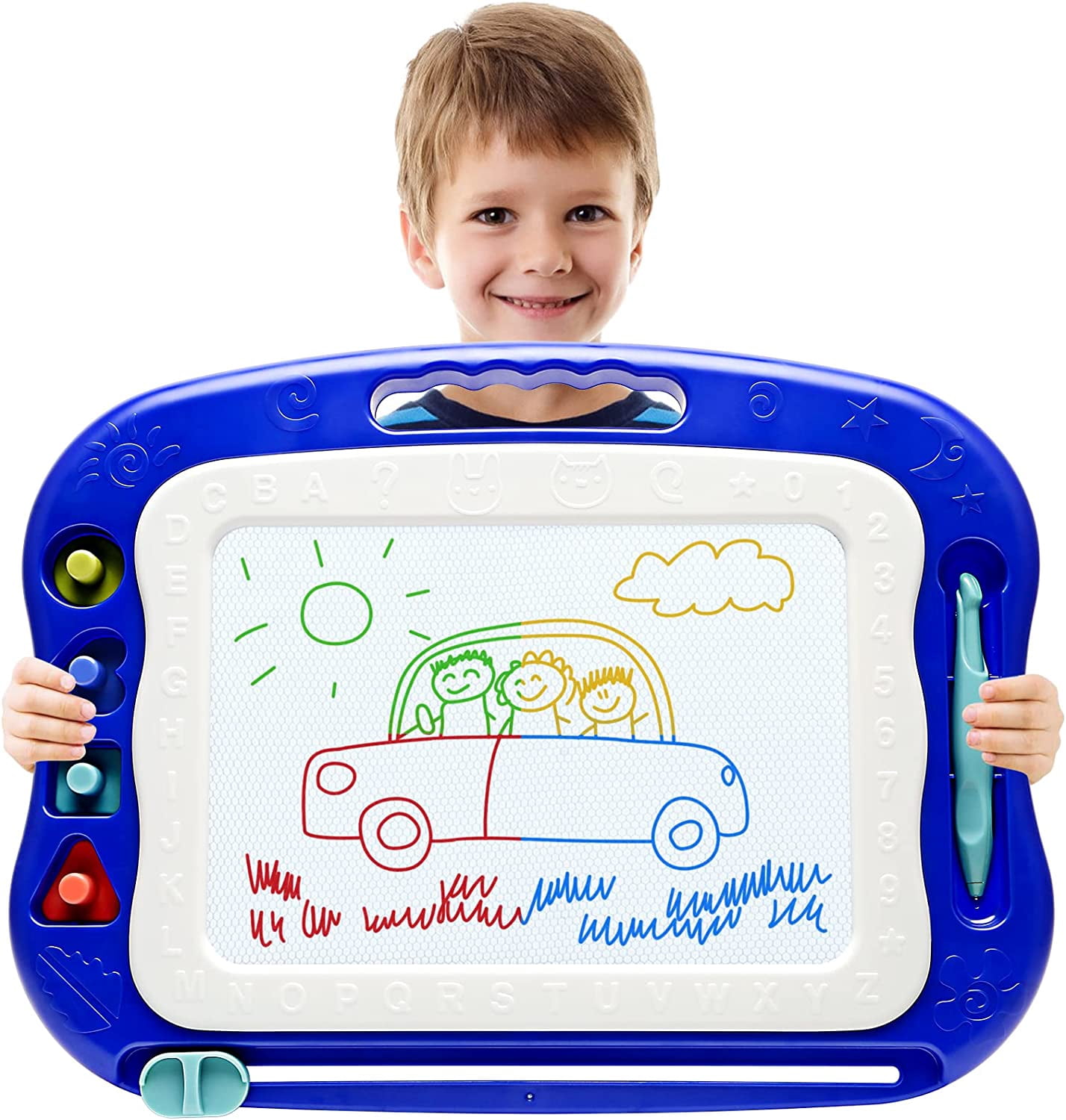 Magnetic Drawing Board,Large Doodle Board Toddler Toys for Girls Boys 3 4 5 6 7 Year Old Kids Gift Etch A Colorful Sketch Magnet Erasable Pad (Blue)