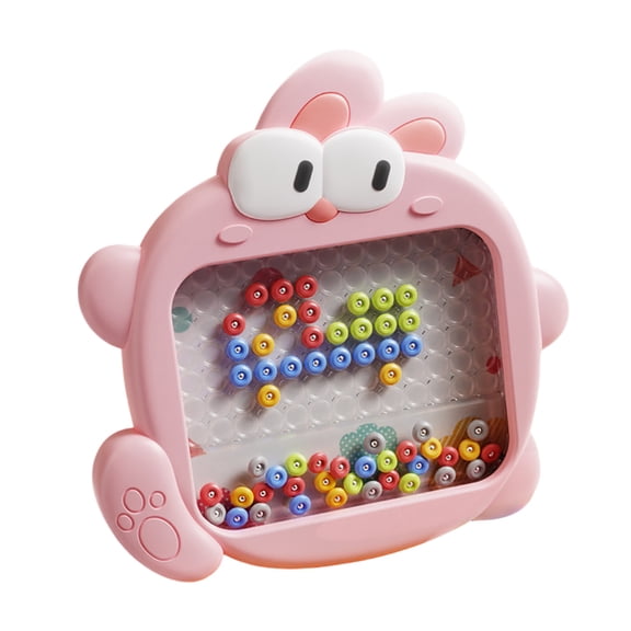 Drawing Board Large Doodle Pad with Pen Beads, Montessori Toy and Travel Toy 2 in 1, Cartoon Dot Art Design, Durable Portable for Little Artist, Birthday Christmas Gift