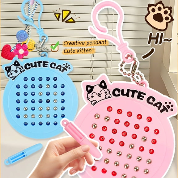Magnetic Drawing Board, Magnetic Squeeze Pen, Magnetic Squeeze, Silicone Sensory Squeeze Board, 4 in Round, Cat Stress and Relaxation Relief, Pink, 2 Pc, Portable Hanging