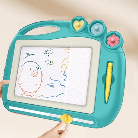 Magnetic Drawing Board Set – Colorful Erasable Graffiti Pad with Sliding Eraser, Detachable Stand, 27.5cm Plastic Writing Surface for Preschool Learning Activities