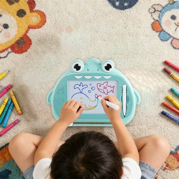 Magnetic Drawing Board Toddler Toys, Cute Shark Erasable Doodle Sketching Writing Pad, Educational Learning Kids Toys(Blue, 10.24 x 7.48 in)