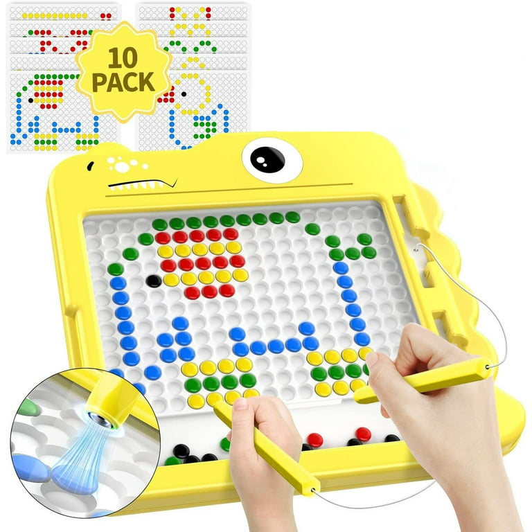 COCOBELA Magnetic Drawing Board for Kids 4-8 Toddlers 1-3 Magnetic Dots  Board Dot Art Board Montessori Educational Preschool Toy Travel Essentials  Magnets Doodle Board 9x8 with Magnetic Beads &Anti-L 