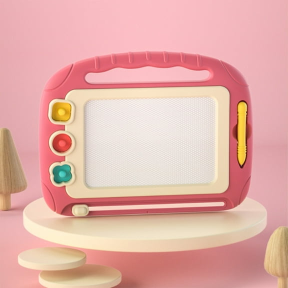 Magnetic Drawing Board for Toddlers - 4 Color Doodle Writing Pad with Stylus & Handle, Erasable Kids Travel Toy & Birthday Gift Ages 1-6,Pink
