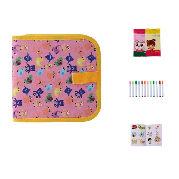 Magnetic Drawing BoardforKids, 10X8 In, Erasable MarkersforKids, Travel Art KitforKids, Water Based Markers, Doodle Pad, Pink Pattern, 12 Markers 1 Pad 2 Wipes 1 Pc