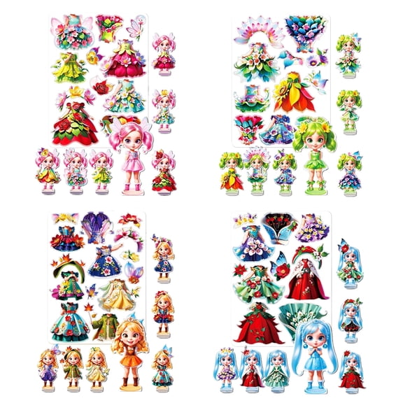 Magnetic Dress up Dolls - Girls Fun Mix and Match Play Magnetic Paper Dolls with 4 Themed Magnetic Costume Stickers for Creating Imaginative Birthday Gifts(Four Seasons Fairy)