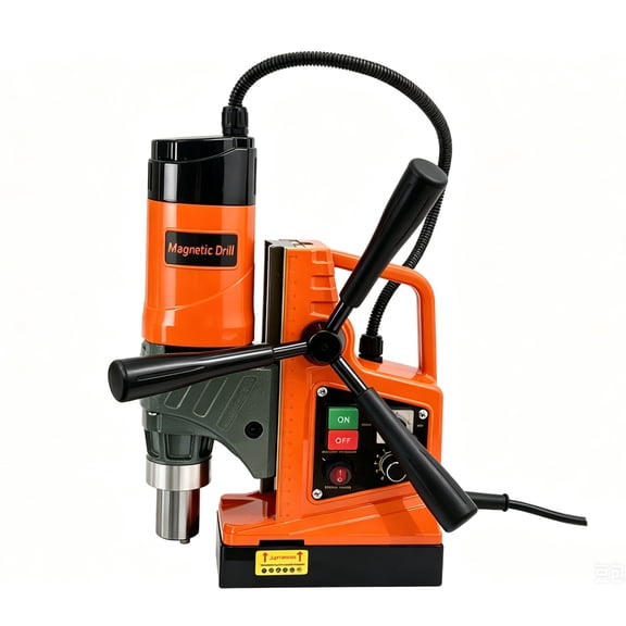 Magnetic Drill 1450W Motor 1.6in Boring Diameter 2810 lbf Portable Electric Mag Drill Press with 2 Coring Bits Variable Speed Drilling Machine for Metal Surface Home Improvement Industry