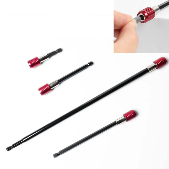 Magnetic Drill Bit Extension Set, 4 Piece Hex Bit Holder Kit With 2 4 6 And 12 Inch Extensions For Power Drills Screwdrivers And Repair Projects