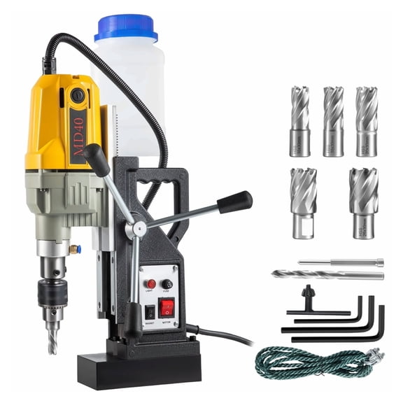 Magnetic Drill Press 1100W, 1.57" Mag Drill, Portable Electric Drill with 7 Bits, 580 RPM for Steel, Metal, Home Improvement & Construction