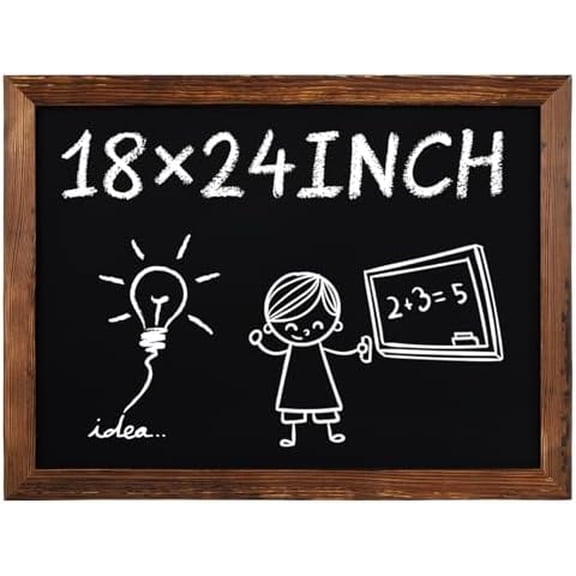Magnetic Dry Erase Blackboard for Wall, 18" x 24" Solid Wood Frame Wall-Mounted Chalkboard, Decorative Notice Board, Erasable Message Board for School, Office, Home$$Office