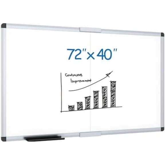 Magnetic Dry Erase Board, 72 X 40 Inches, Foldable Wall-Mounted Whiteboard with Silver Aluminum Frame & Marker Tray for School Office and Home
