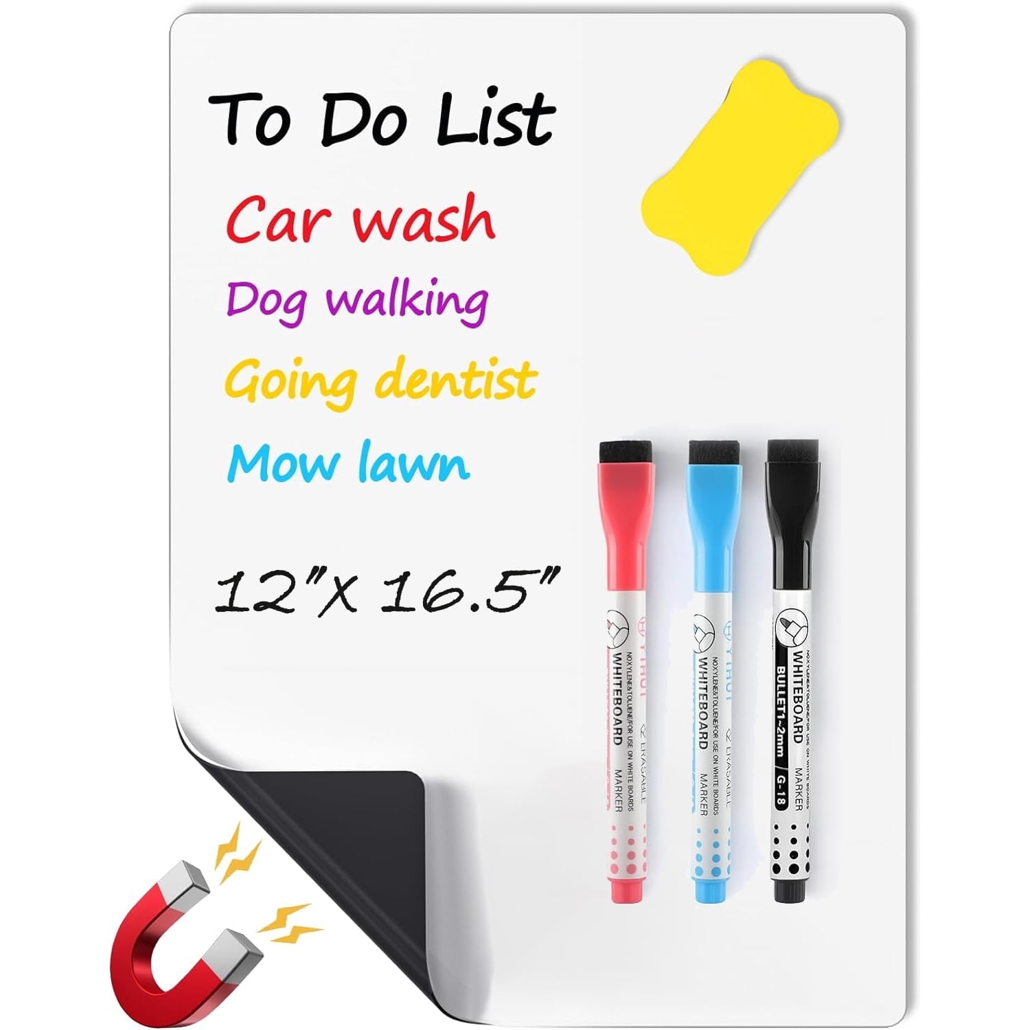 Dry Erase Board for Refrigerator, Fridge Whiteboard for Kitchen, White Board Organizer