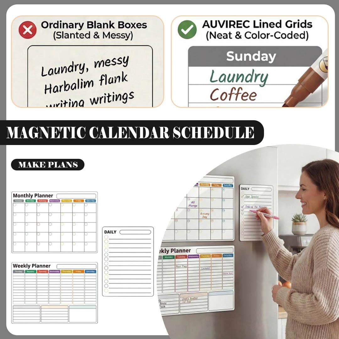 Magnetic Dry Erase Board for Fridge, Planner 2025-2026 Daily Weekly and Monthly, 10X14 In, Reusable, Fridge Organization, Whiteboard Markers