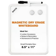 Cerem Magnetic Dry Erase Whiteboard, 8.5x 11 in, Blue Frame with Marker & Magnets, Portable for School & Office