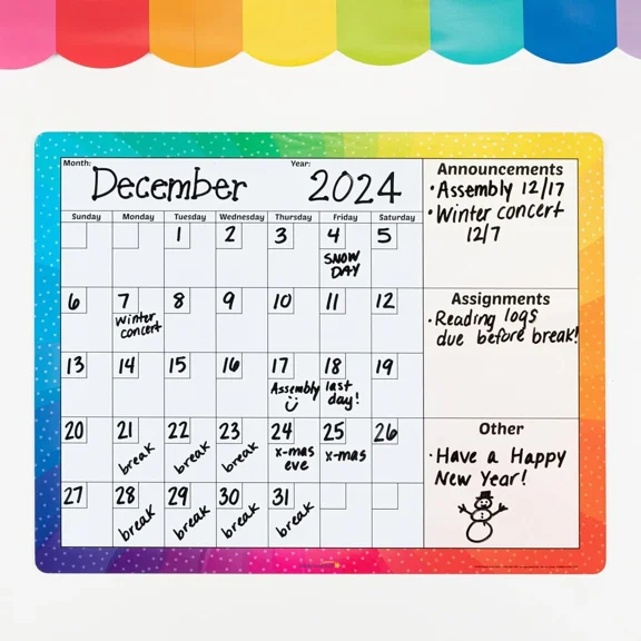 Magnetic Dry Erase Calendar For Classroom And Desk Organization 16X12 Inches