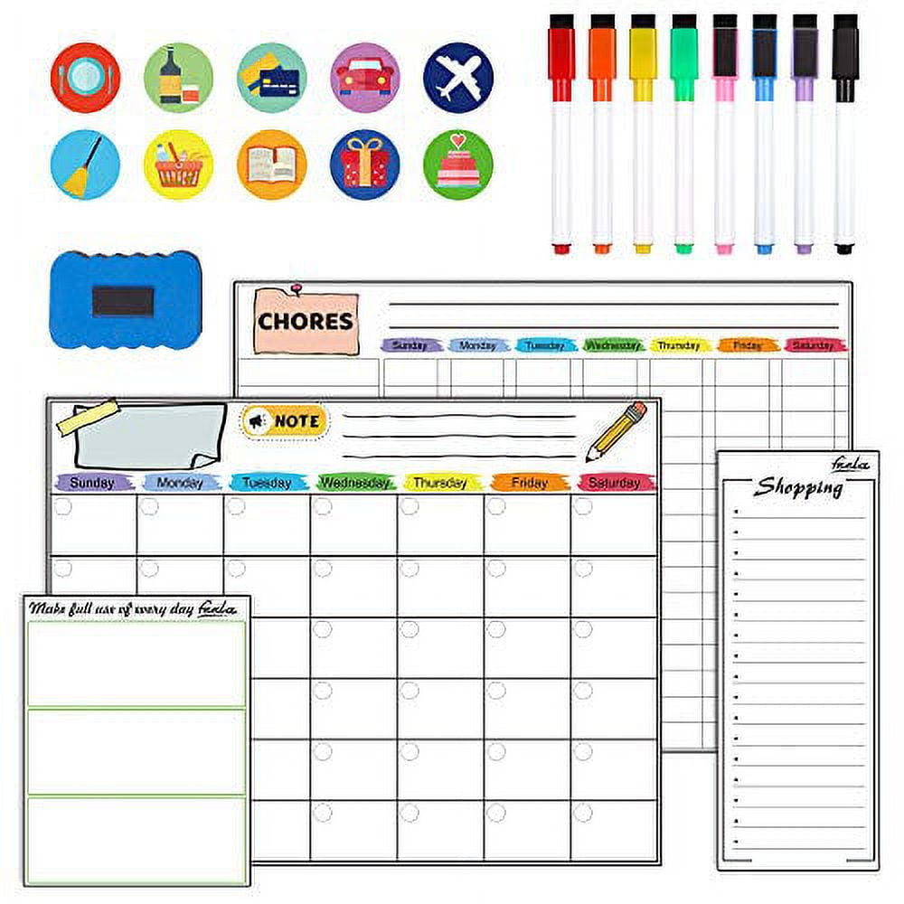 Dry Erase Calendar Kit, 4 Pack Feela Whiteboard