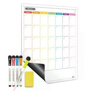 Magnetic Dry Erase Calendar - Vertical Calendar for Refrigerator - Monthly Fridge Calendar Whiteboard with Extra-Thick Magnet Included Fine Point Marker & Eraser & Holes for Wall Hanging