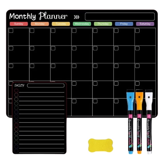 Magnetic Dry Erase Calendar Whiteboard with Reusable Planner and Memo Board for Refrigerator or Office Organization