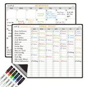 Magnetic Dry Erase Chore Chart and Monthly Planner Whiteboard Bundle for Fridge-Chore Chart for Multiple Kids, Monthly Calendar, Behavior Chart Kids Multiple Kids,Reward Chart, 6 Markers Included!