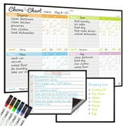 Magnetic Dry Erase Chore Chart Set for Fridge-Used for Multiple Kids-One Chore Chart and Two Bonus Dry Erase Pad/Grocery Boards-Behavior Chart for Multiple Kids-6 Extra Fine Tips Markers Included!