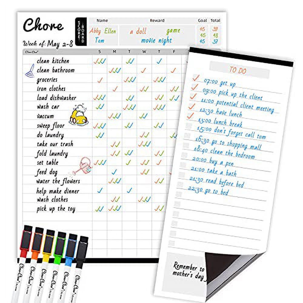 Dry Erase Chore List Board 10"x12" Chore Chart for Fridge