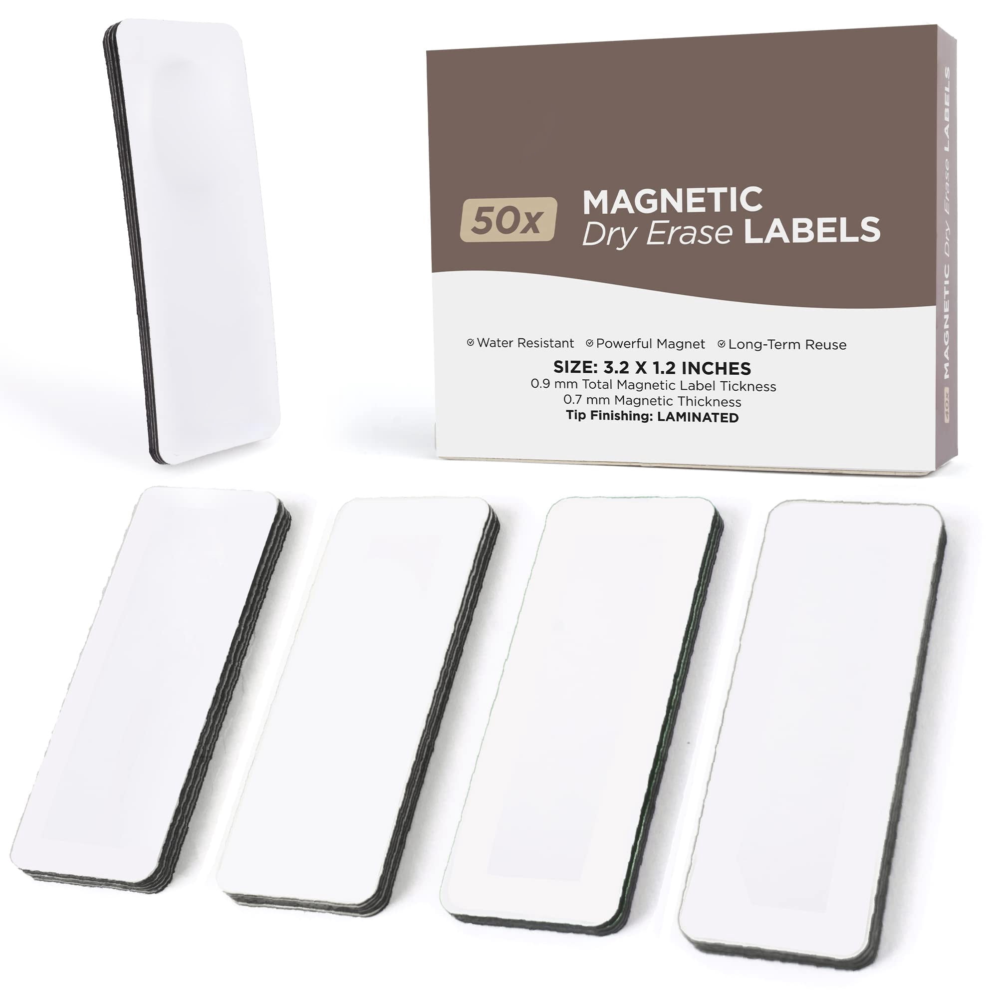 Magnetic Dry Erase Labels, 50 Pack Reble White Writable Strips for Classroom Home Office, Blank Name Tags for s Locker Shelf Organizer, White