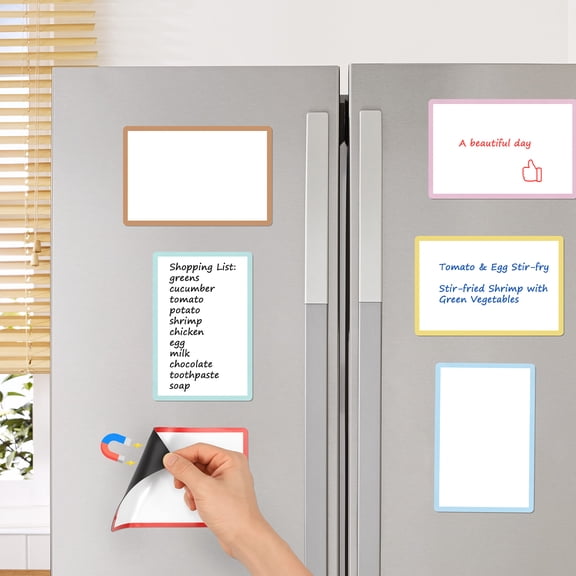 Magnetic Dry Erase Labels 6x4 Inches Large Reusable Whiteboard Magnets Sheet with 4 Markers, 6-Pack