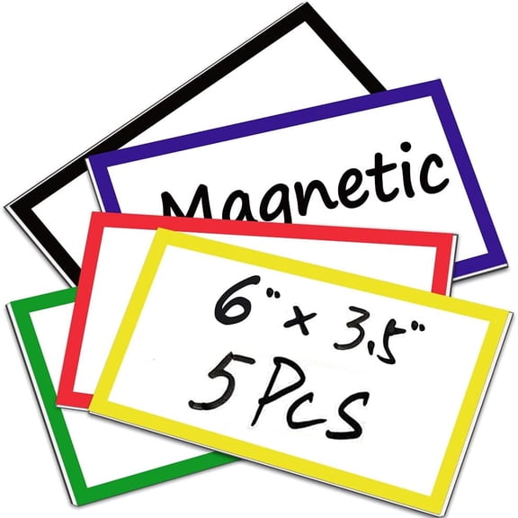 MAKUANG Magnetic Dry Erase Labels, Reusable Color Border Strong Magnets, 6 x 3.5 inches, 5 Pack