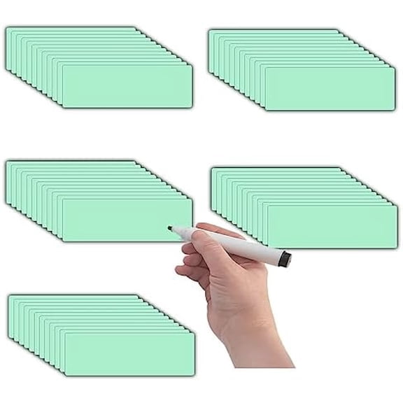 Magnetic Dry Erase Magnets Labels(1x3,Pack of 60),Organizing Schedules in Office/Classroom.Reusable Name Tags on Fridge/White Board,Pastel Colors(Light Green)