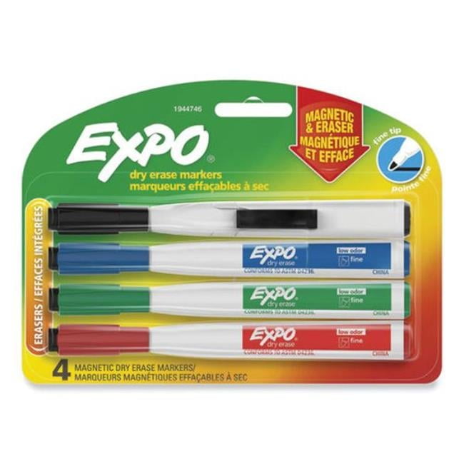 Assorted Color Magnetic Dry Erase Markers with Chisel Tip, Set of 4