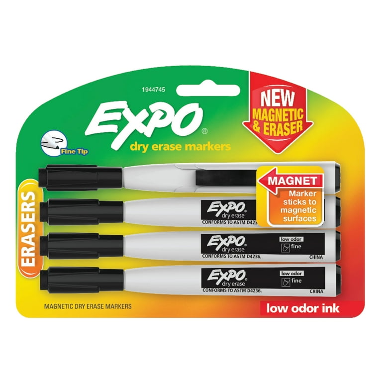 Magnetic Dry Erase Marker, Fine Bullet Tip, Black, 4/Pack Magnetic Dry Erase Marker, Fine Bullet Tip, Black, 4/Pack