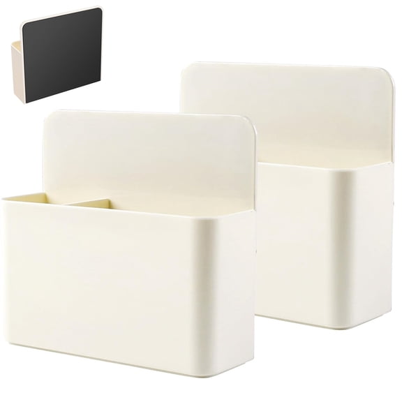 Magnetic Dry Erase Marker Holder 2 Pack White Wall Mount Whiteboard & Refrigerator Pen Organizer Plastic Stationery Storage Box for Office Home Metal Locker By HYG