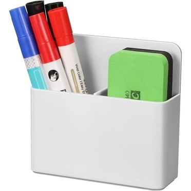 Magnetic Dry Erase Marker Holder,Casewin Pen and Eraser Holder for Whiteboard, Magnet Pencil Cup Storage Organizer for Office, Home, Fridge, Locker and Metal Cabinets, White