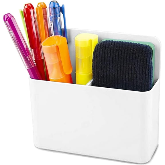 Magnetic Dry Erase Marker Holder, Pen Holder for Whiteboard, Frid, Locker Accessories, Classroom, Office, Home, Magnet Cup,1 Pack, White