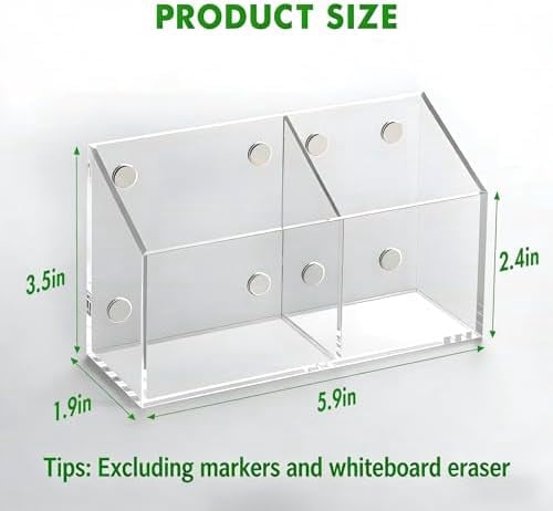 Magnetic Dry Erase Marker Holder for Whiteboard, Acrylic Magnet Pen Holder for Refrigerator Fridge, Marker Holder for Classroom Teacher, Pencil Cup, Office Accessories Decor, Locker Organizer