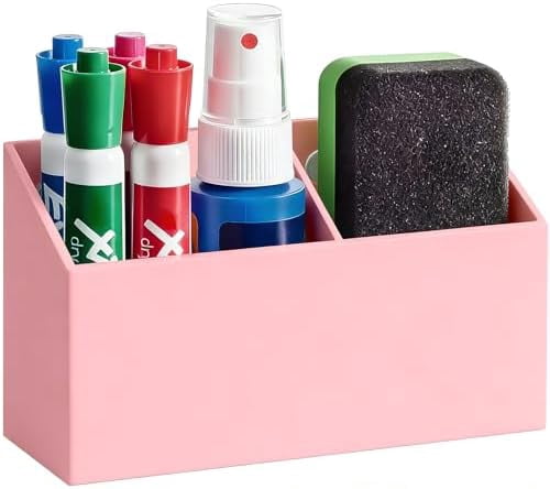 Magnetic Dry Erase Marker Holder for Whiteboard, Acrylic Magnet Pen Holder for Refrigerator Fridge, Marker Holder for Classroom Teacher, Pencil Cup,Office Accessories, Locker Organizer(Pink)