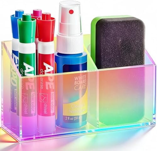 Magnetic Dry Erase Marker Holder for Whiteboard, Acrylic Magnet Pen Holder for Refrigerator Fridge,Marker Holder for Classroom Teacher,Pencil Cup,Office Accessories,Locker Organizer(Colorful)