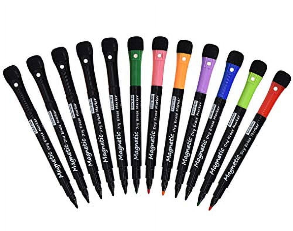 Volcanics Black Dry Erase Markers Low Odor Fine Whiteboard Markers Thin Box of 30
