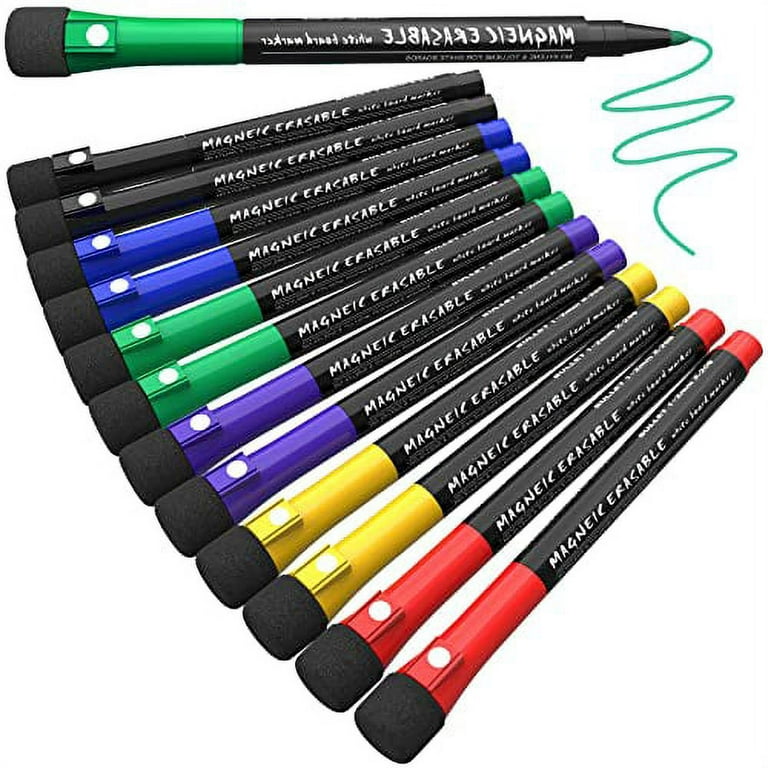 Magnetic Dry Erase Markers Fine Tip, 6 Colors (12 Pack) White Board Markers  Dry Erase Marker with Eraser Cap, Low Odor Whiteboard Markers Dry Erase  Markers for Kids Teachers Office & School
