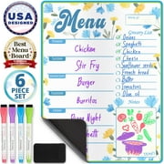 Magnetic Dry Erase Menu Board for Fridge, 16" x 12" Whiteboard Meal Planner by Yes4Quality